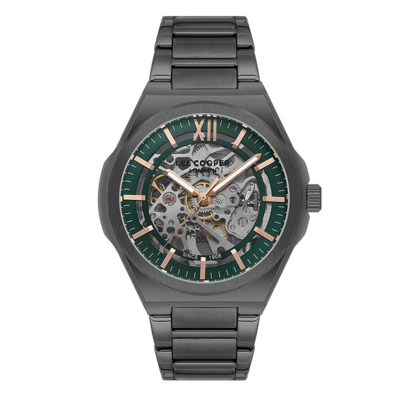 LEE COOPER LONDON brand automatic metal skeleton watch, green, gun - LC08051.070