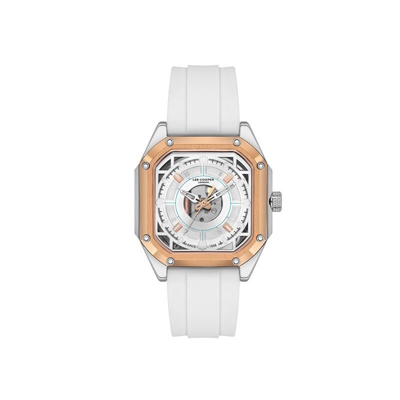 Reloj de cuarzo en metal y silicona, plata, oro rosa, blanco - LC08061.533 de la marca LEE COOPER LONDON