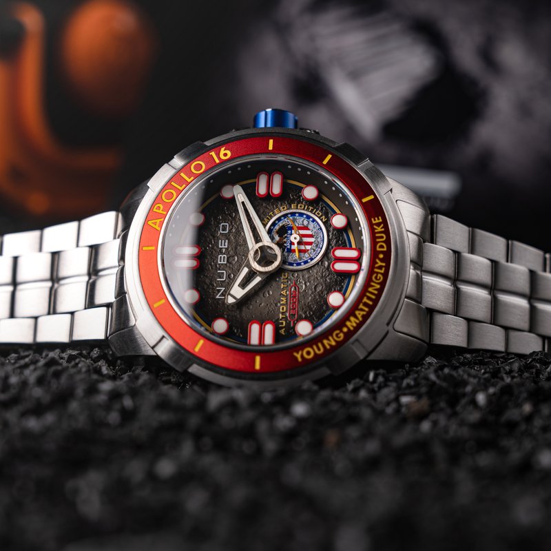 Montre de plongée automatique en acier inoxydable, rouge,noir,argenté - APOLLO 55TH AUTOMATIC - NB-6093-33 de la marque NUBEO