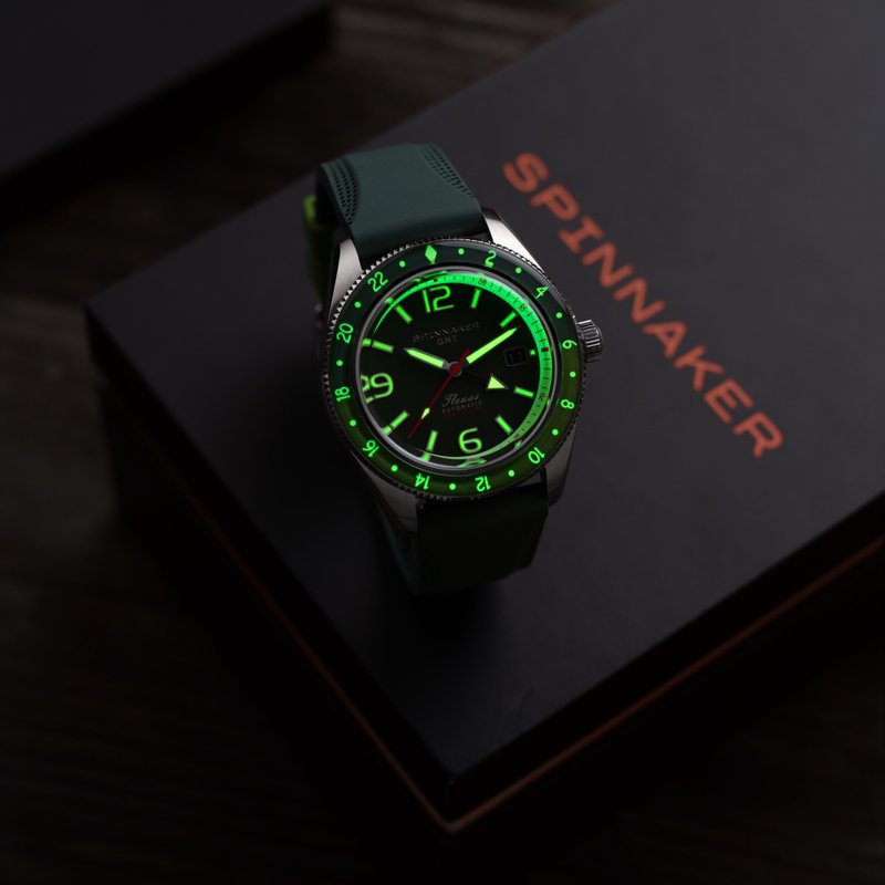 Reloj de buceo automático en acero inoxidable, verde, plateado - FLEUSS GMT AUTOMATIC - SP-5120-44 de la marca Spinnaker