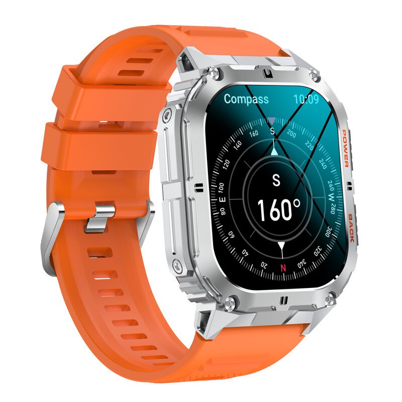 Quartz smartwatch in metal, silver, black, orange - COMPASS AMOLED - SW074B from the SMARTY 2.0 brand