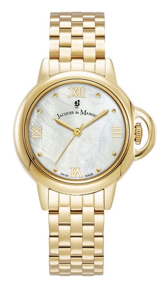 Montre Suisse Femme en Acier inoxydable et Poli Blanc, Doré - Grace - JACQUES DU MANOIR