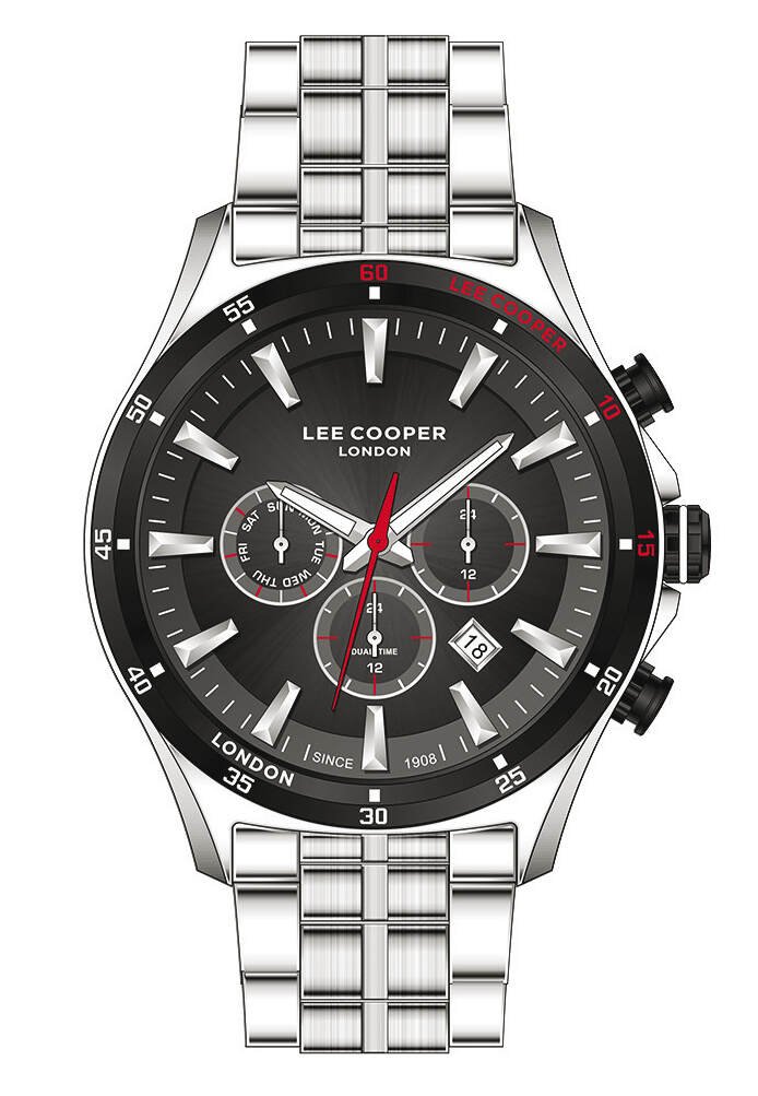 Montre Quartz pas cher pour Homme en Métal, de couleur Argenté, Noir, Argenté - Lee Cooper London - LC07375.350