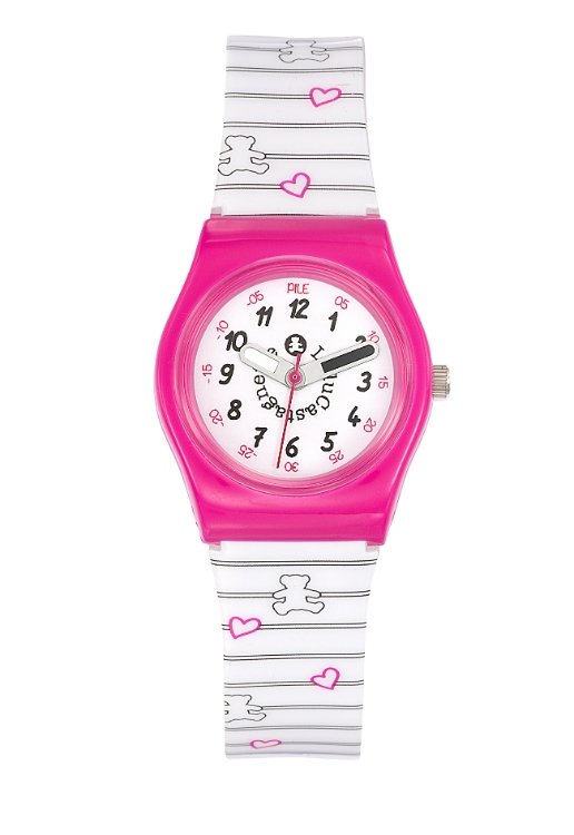 Montre fille pas chère en Plastique, Rose, Blanc, Rose - 38773