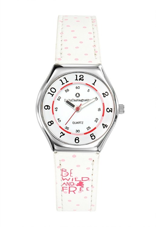 Montre fille pas chère en Métal et Cuir, Argenté, Blanc - 38851