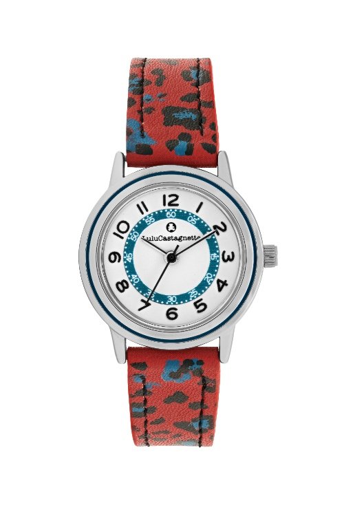 Montre fille pas chère en Métal et Cuir, Argenté, Noir, Rouge - 38922