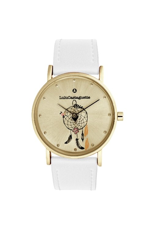 Montre fille pas chère en Métal et Cuir, Doré, Blanc - 38944