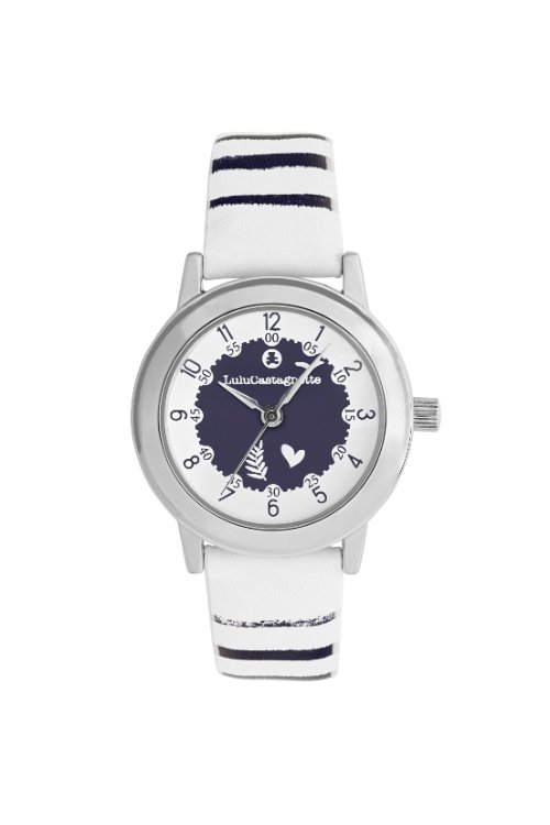 Montre fille pas chère en Métal et Cuir, Argenté, Blanc - 38948