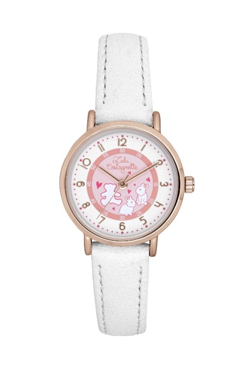 Montre fille pas chère en Métal et Cuir, Doré, Rose, Blanc - 38958