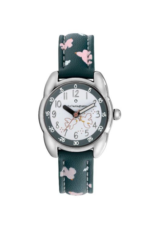 Montre fille pas chère en Métal et Cuir, Argenté, Bleu - 38965