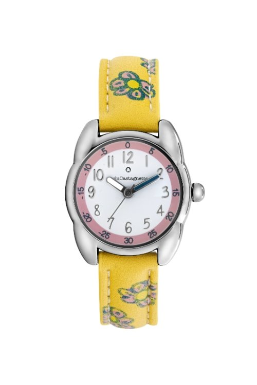 Cheap Girls' Watch in Metal and Leather, Silver, Lemon - 38967