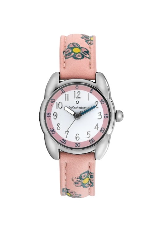 Montre fille pas chère en Métal et Cuir, Argenté, Rose - 38969