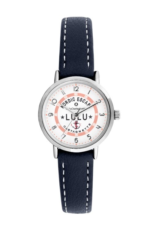 Montre fille pas chère en Métal et Cuir, Argenté, Bleu - 38979