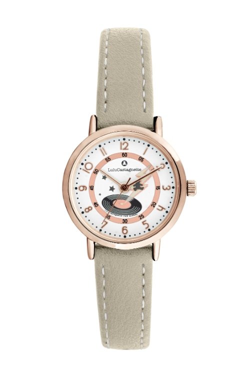 Montre fille pas chère en Métal et Cuir, Doré, Rose, Gris - 38982