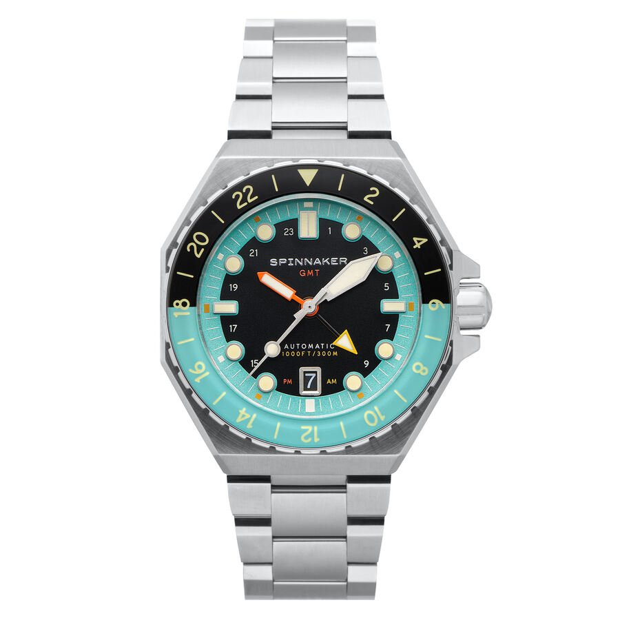 DUMAS GMT Men's Diving Watch in Grey, Black Stainless Steel - SPINNAKER | SP-5119-33