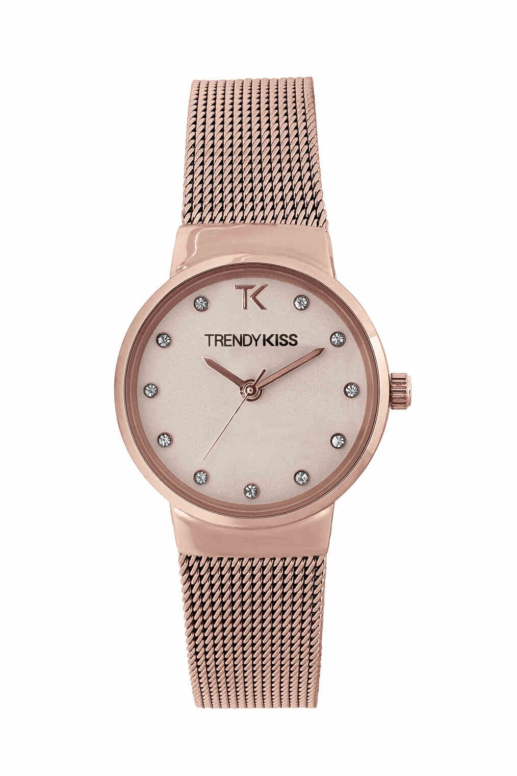 Reloj Económico de Cuarzo para Mujer en Metal y Malla Milanesa, Oro Rosa - TMRG10065-05