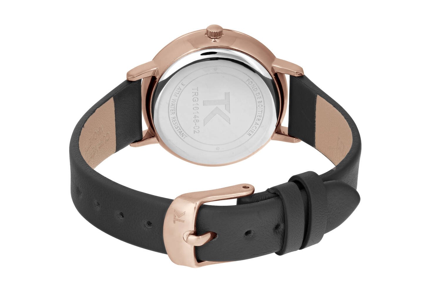 Montre Femme pas chère Quartz en Métal et Cuir, Rose Doré, Gris - TRG10146-02